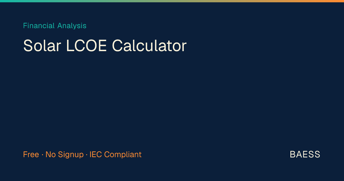 Solar LCOE Calculator — Levelized Cost of Energy | Free Tool | BAESS